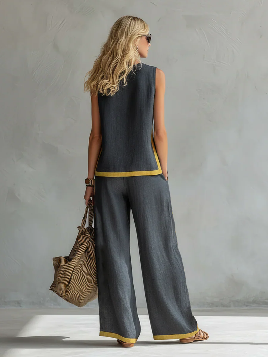 Elegante conjunto de algodón y lino