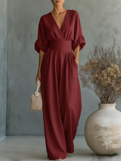 Belén | Mono Elegante con Cuello en V y Cintura Alta
