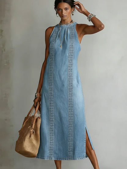 Claudia™ | Vestido de denim con encaje retro