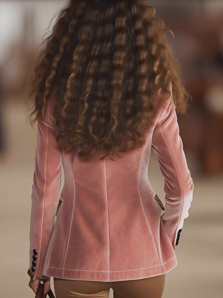 Lorena - Blazer de un boton con estampado de leopardo y costuras