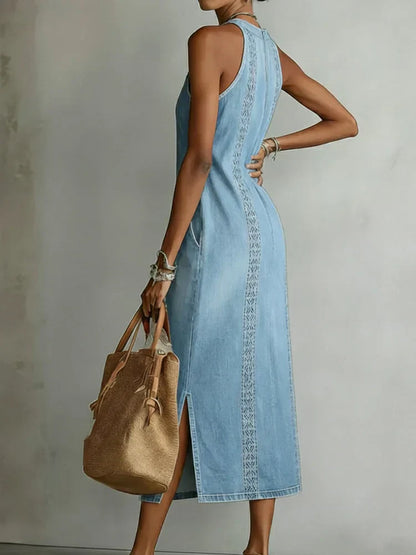 Claudia™ | Vestido de denim con encaje retro