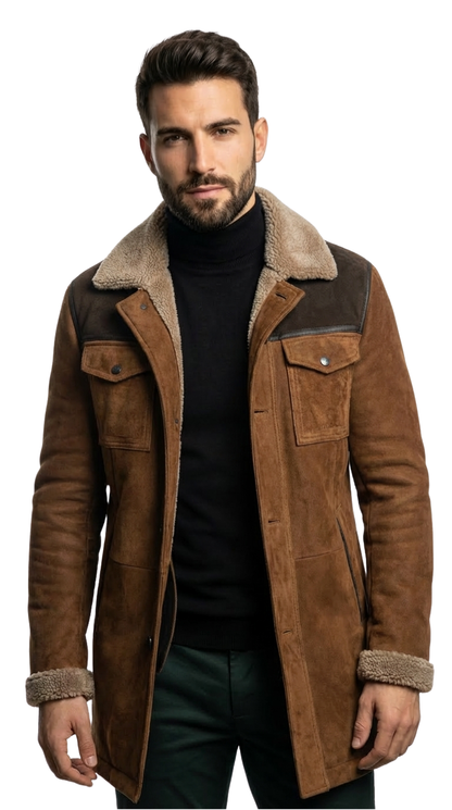 Fernando - Chaqueta vintage para hombre con cuello reversible y multiples bolsillos