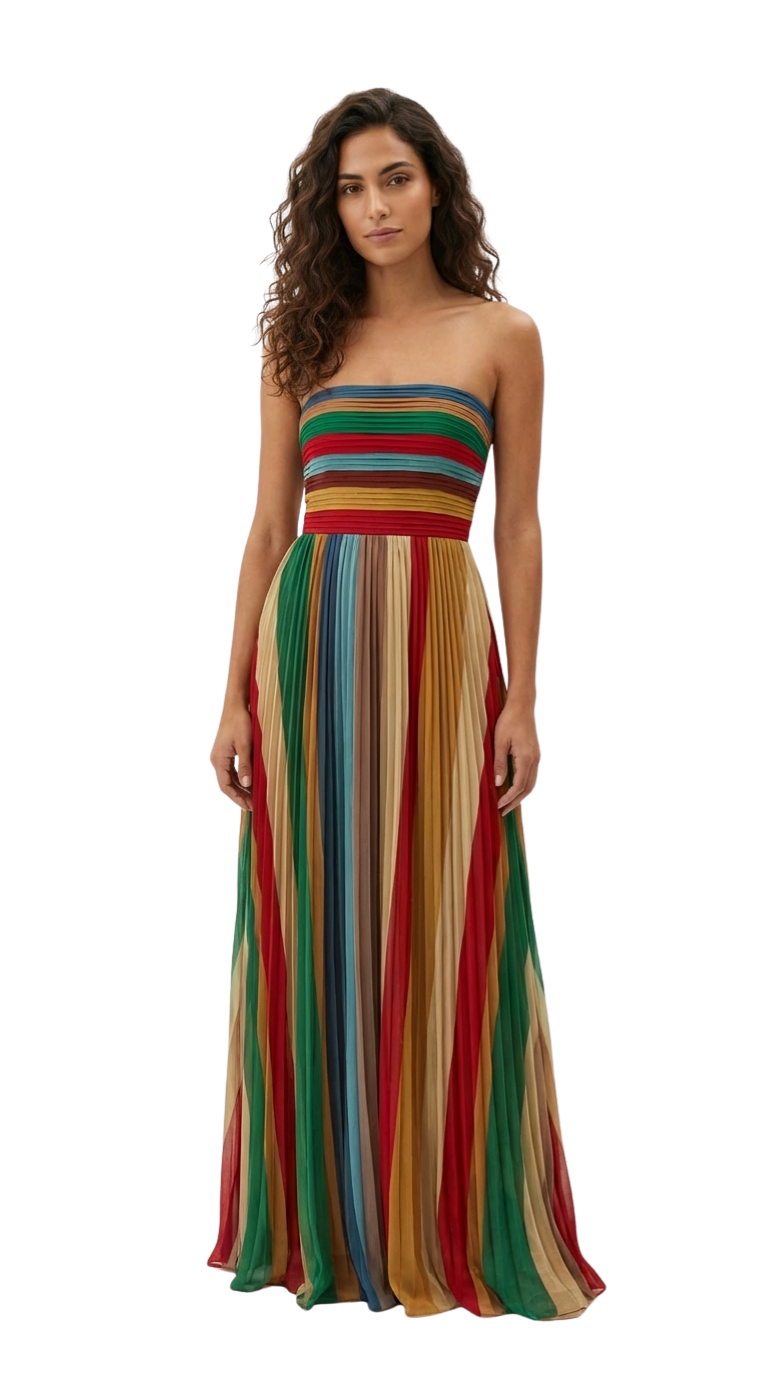 Noelia - Vestido sin mangas largas y colorido