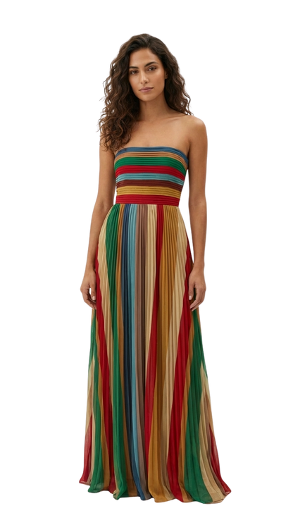 Noelia - Vestido sin mangas largas y colorido