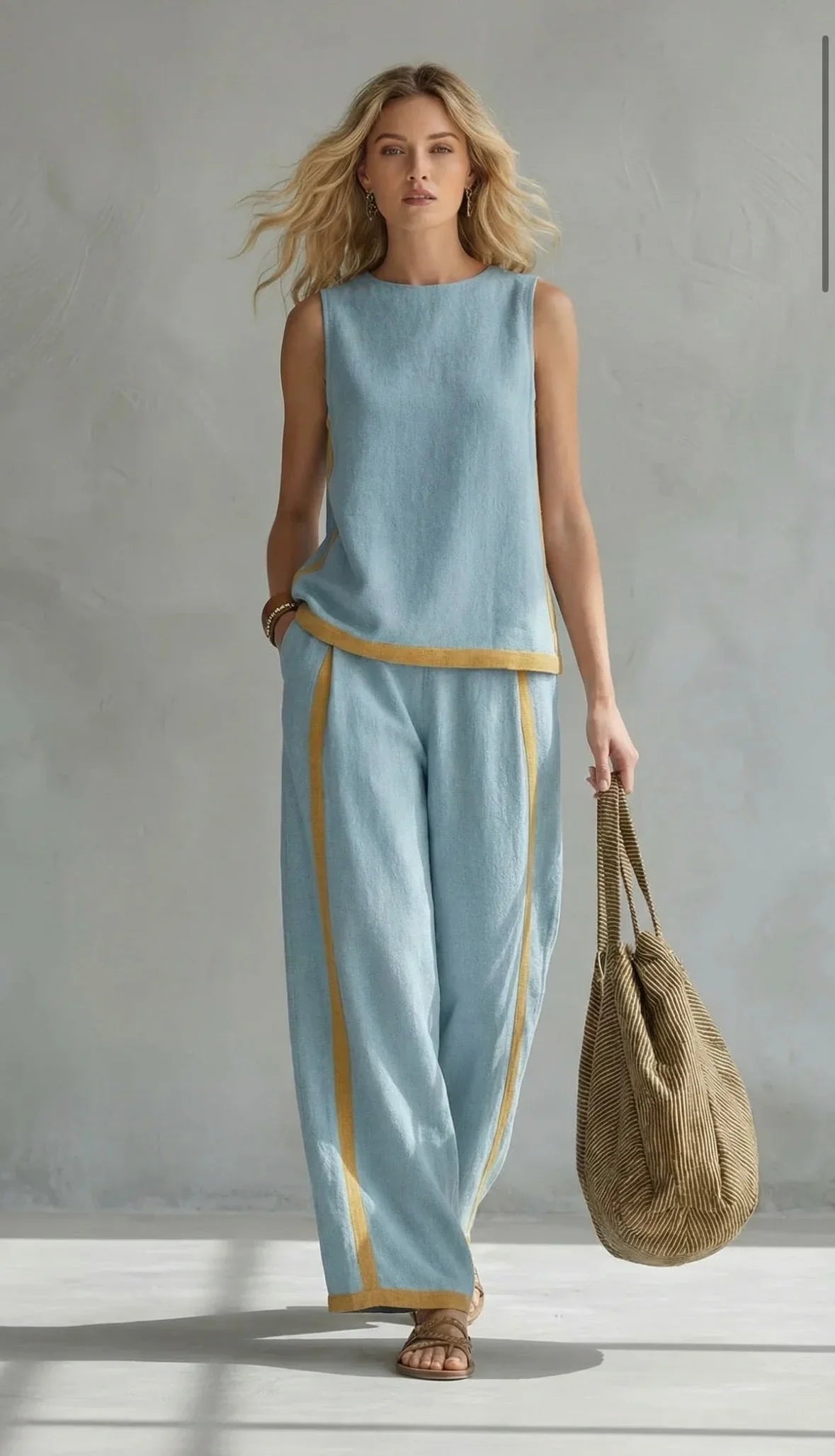 Elegante conjunto de algodón y lino