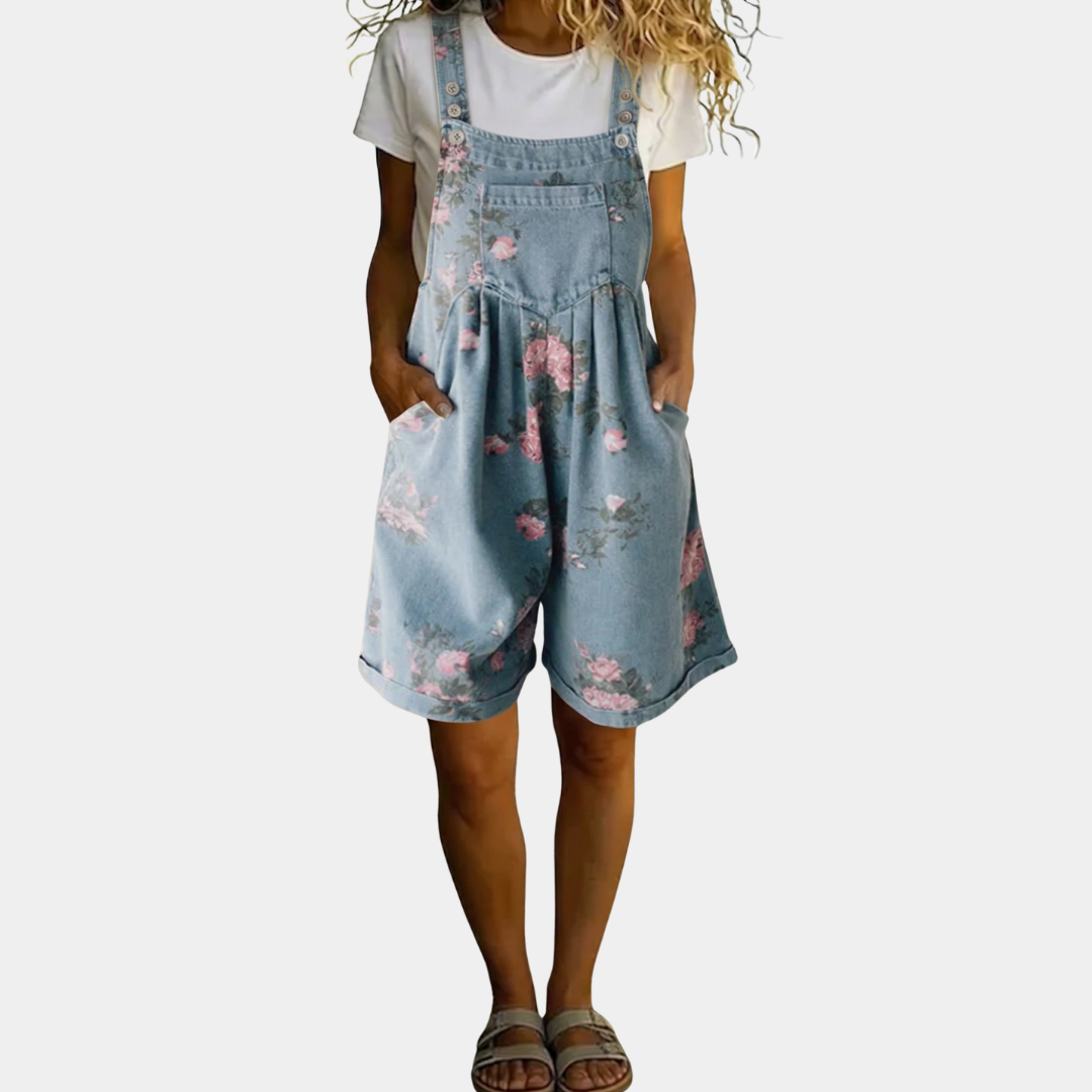 Aitana™ | Peto de denim con estampado floral y lavado vintage