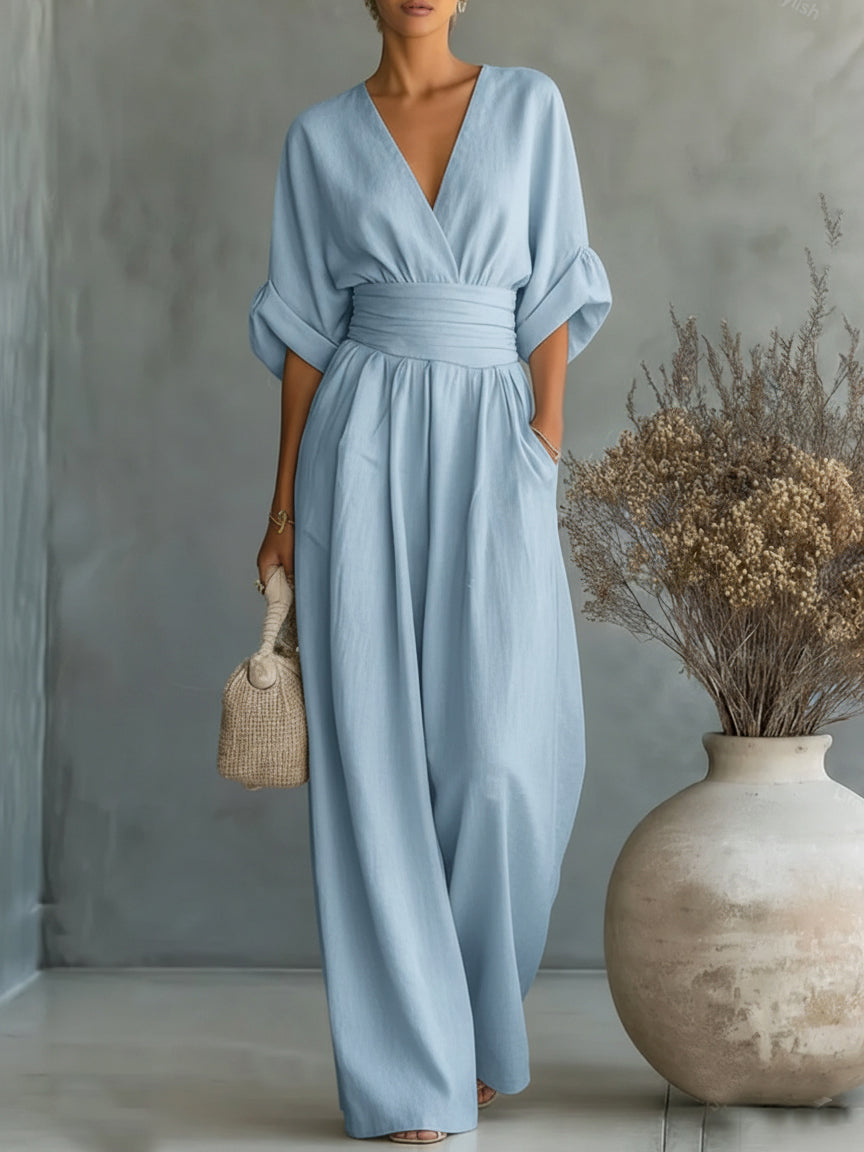 Belén | Mono Elegante con Cuello en V y Cintura Alta