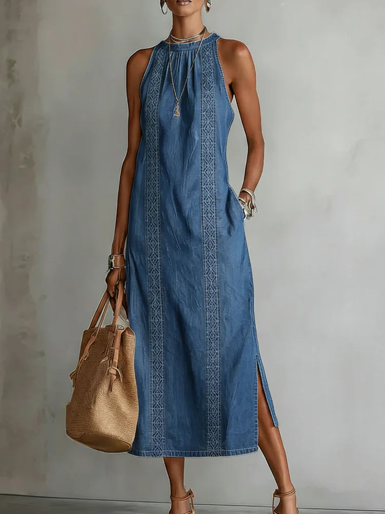 Claudia™ | Vestido de denim con encaje retro