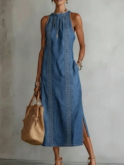 Claudia™ | Vestido de denim con encaje retro
