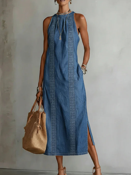 Claudia™ | Vestido de denim con encaje retro