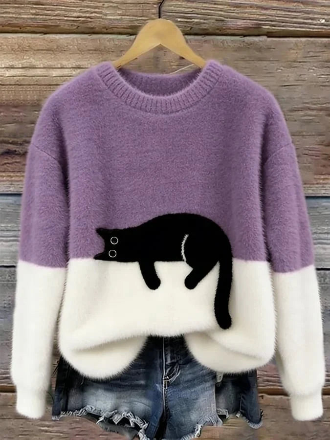 Manuela - Sudadera de mujer con patron de gato