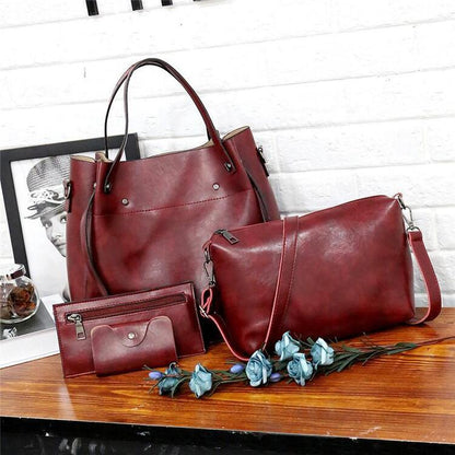 Conjunto elegante de piel Addison de Vega Madrid, con diseño sofisticado y acabado de alta calidad, en tono negro.