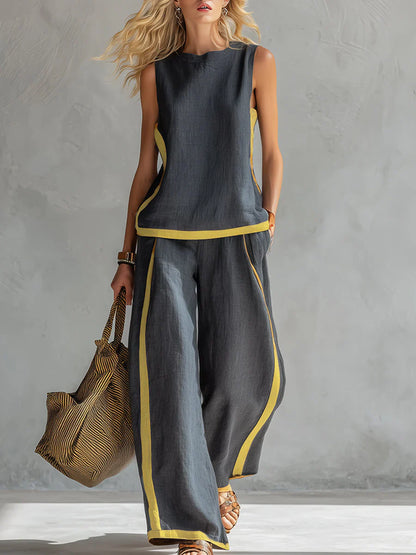 Elegante conjunto de algodón y lino