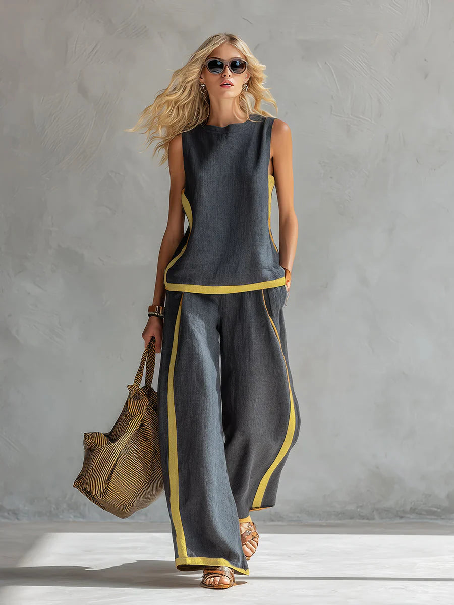 Elegante conjunto de algodón y lino