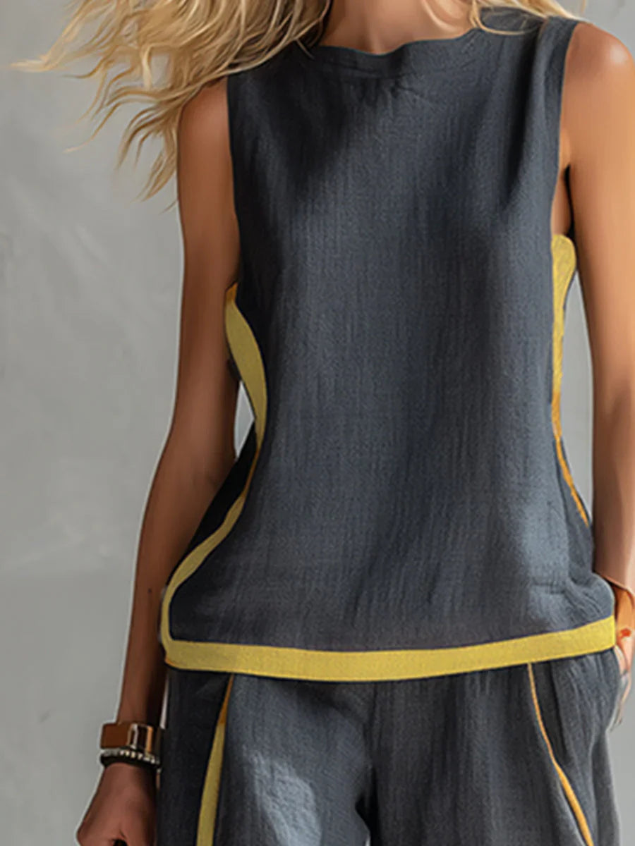 Elegante conjunto de algodón y lino