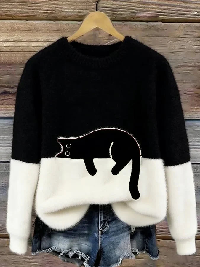 Manuela - Sudadera de mujer con patron de gato