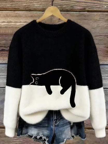 Manuela - Sudadera de mujer con patron de gato