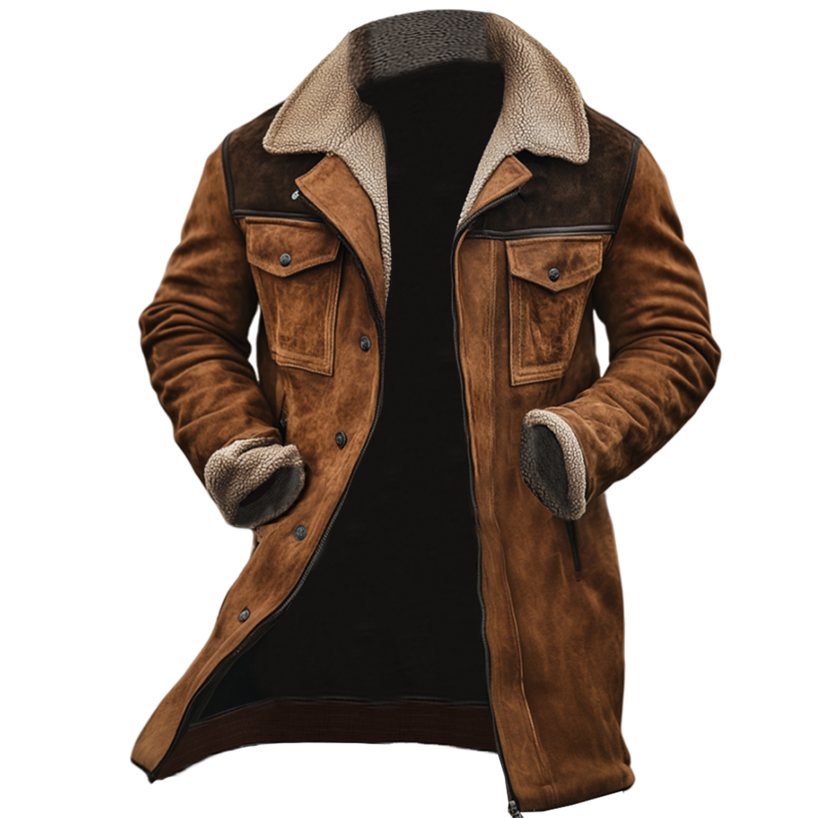 Fernando - Chaqueta vintage para hombre con cuello reversible y multiples bolsillos