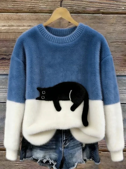 Manuela - Sudadera de mujer con patron de gato