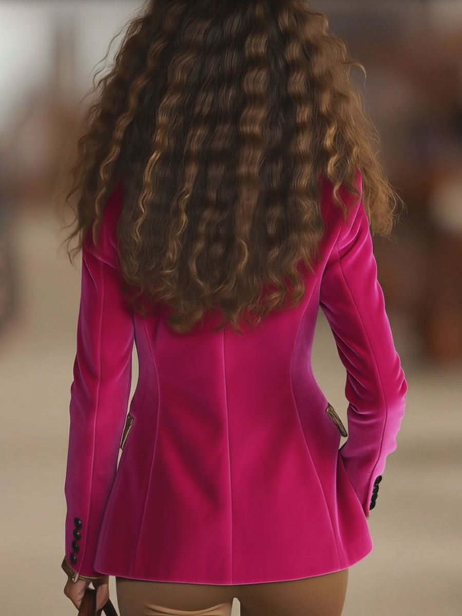 Lorena - Blazer de un boton con estampado de leopardo y costuras