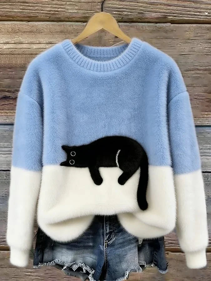 Manuela - Sudadera de mujer con patron de gato