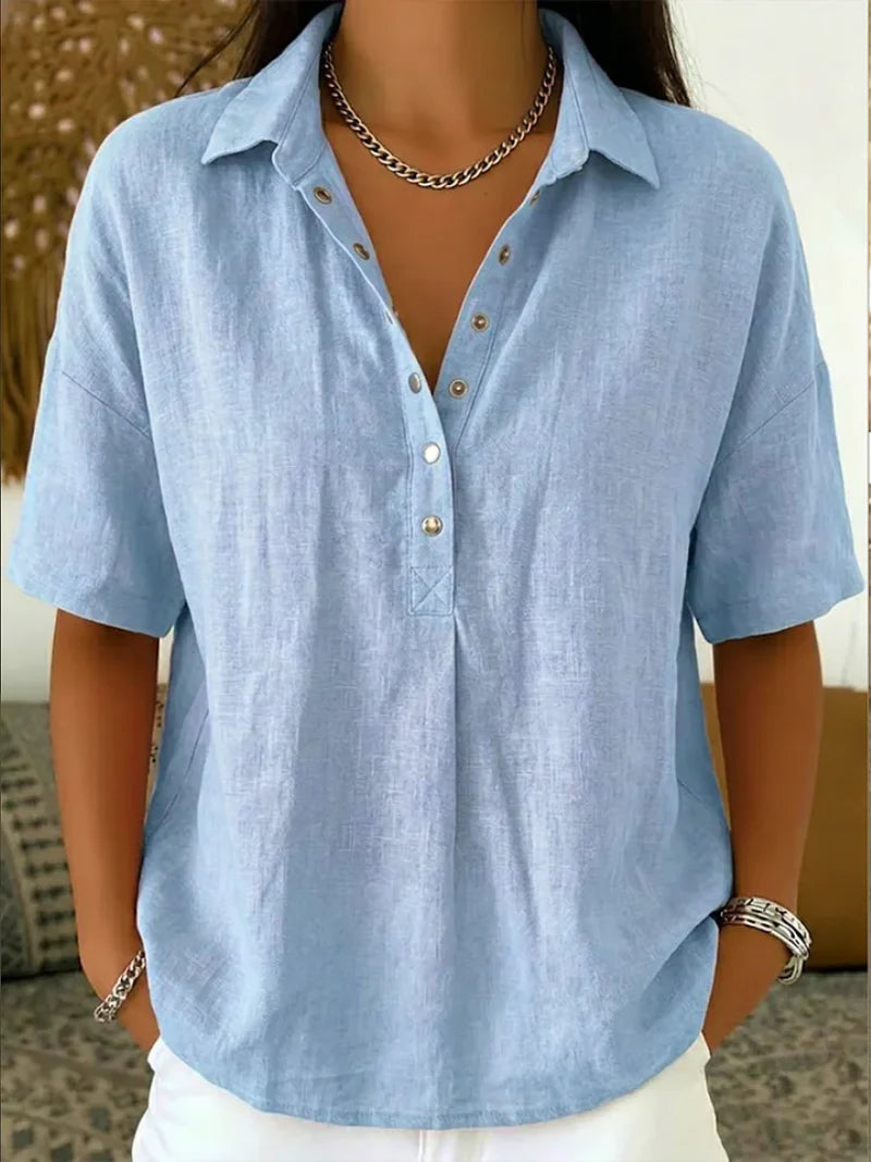 Julia - Blusa con cuello y botón