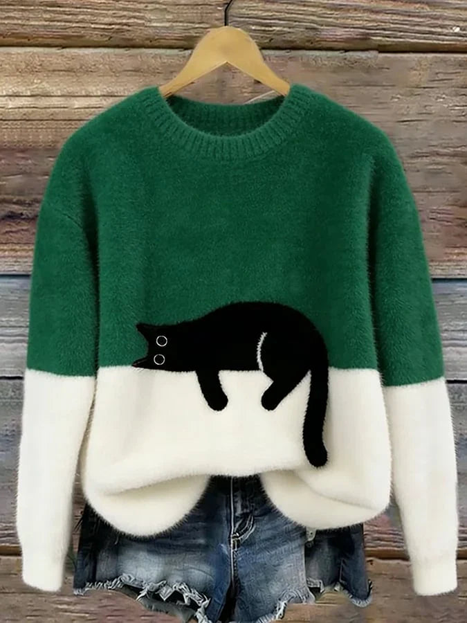 Manuela - Sudadera de mujer con patron de gato