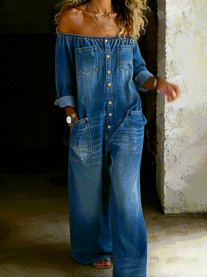 Ana™ | Mono de denim con hombros al aire