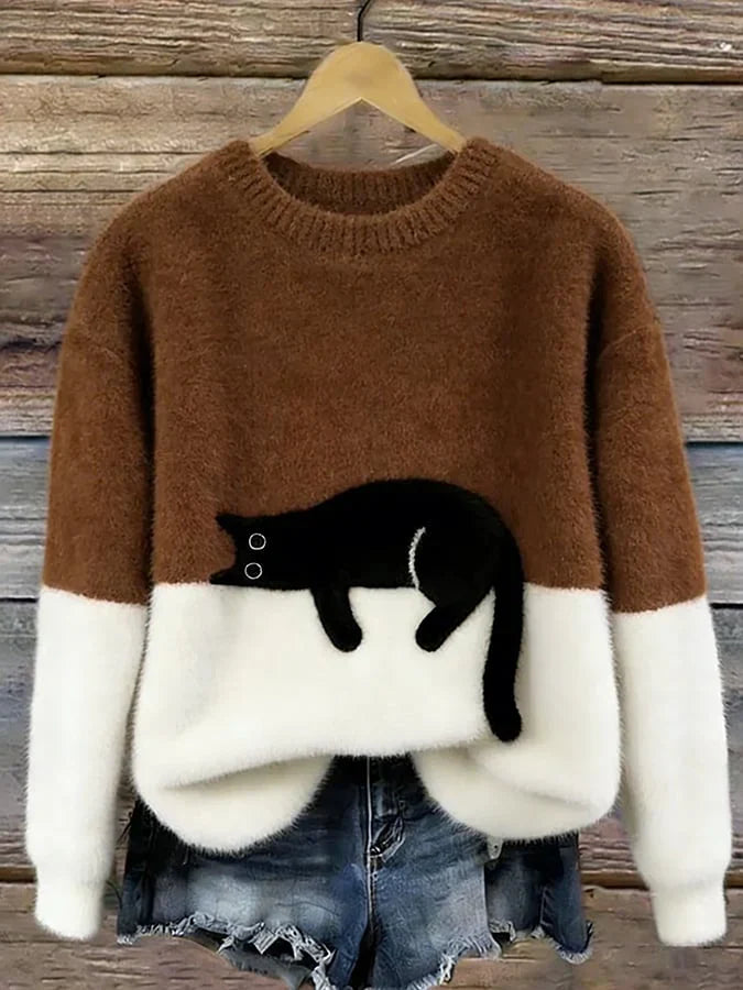 Manuela - Sudadera de mujer con patron de gato