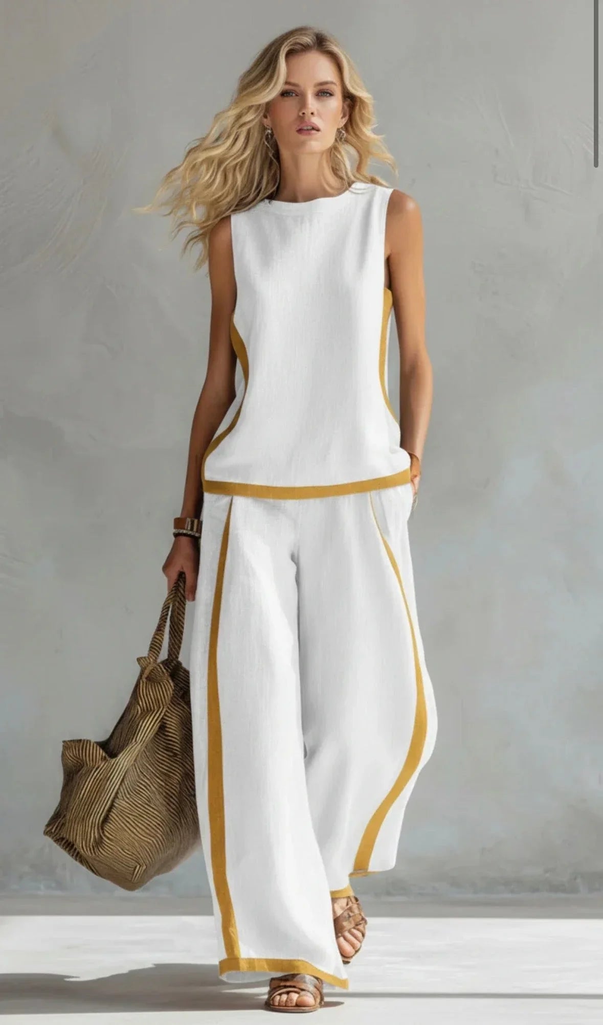 Elegante conjunto de algodón y lino