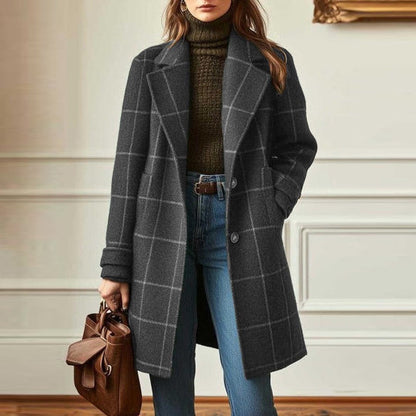 Elegante abrigo de lana cuadros