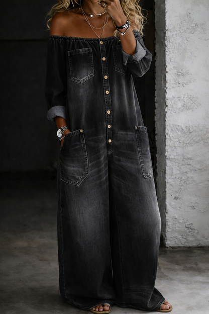 Ana™ | Mono de denim con hombros al aire