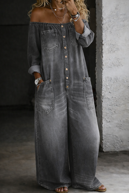 Ana™ | Mono de denim con hombros al aire