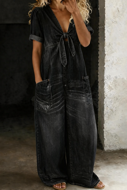 Laura™ | Mono de denim con cuello en V
