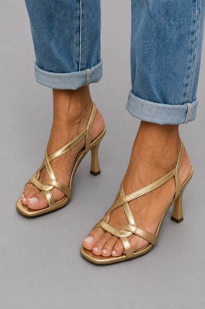 Kasandra | Sandalias de tacón Golden Summer Charm