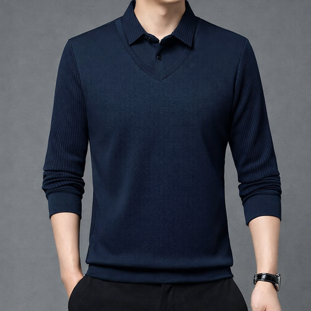 Enzo | Camisa de Dos Piezas con Cuello Rayado
