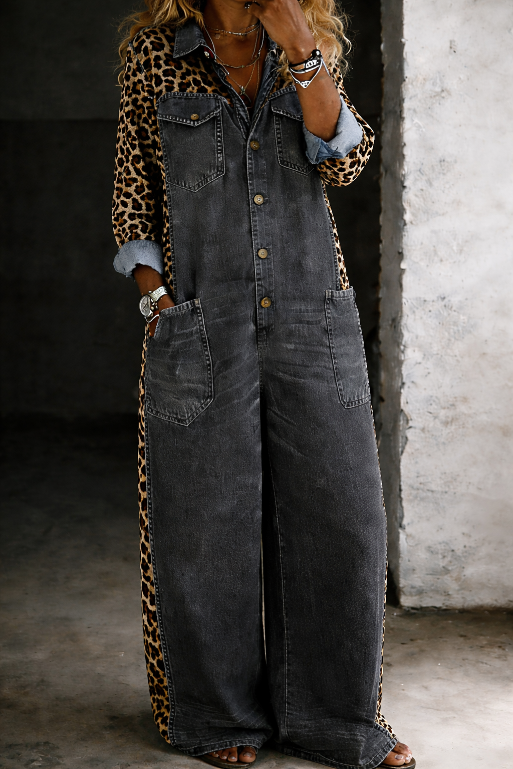 Marta™ | Mono de denim estilo camisa