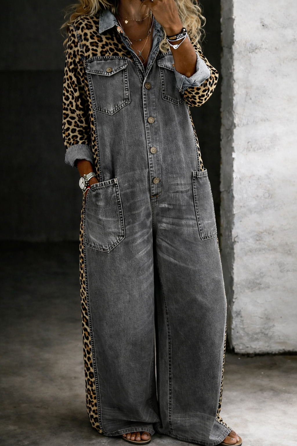 Marta™ | Mono de denim estilo camisa