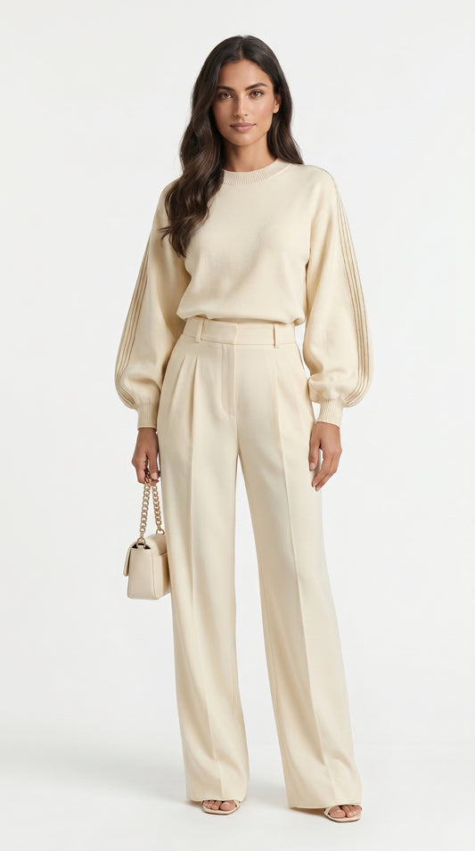 Conjunto a rayas con pantalón ancho