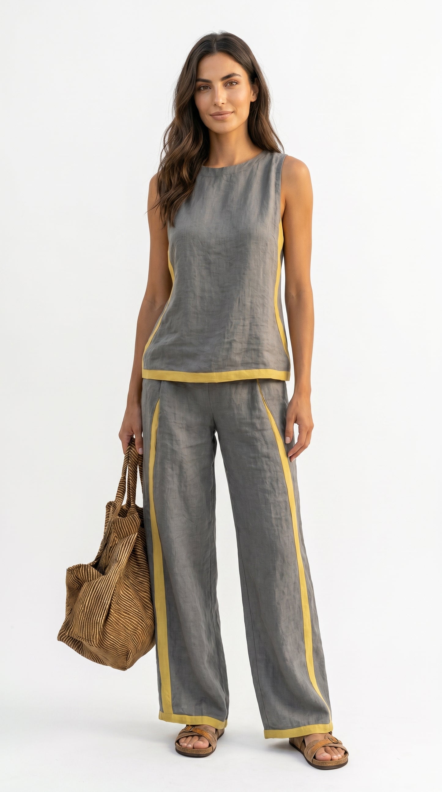 Elegante conjunto de algodón y lino