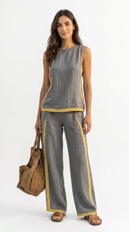 Elegante conjunto de algodón y lino