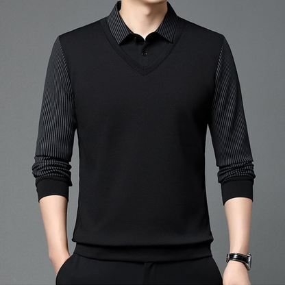 Enzo | Camisa de Dos Piezas con Cuello Rayado