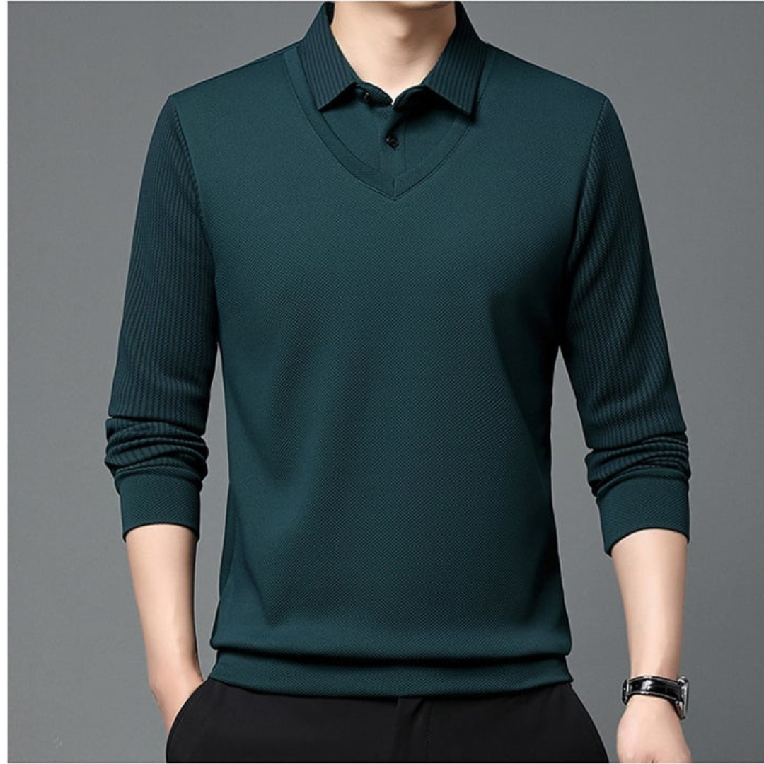 Enzo | Camisa de Dos Piezas con Cuello Rayado