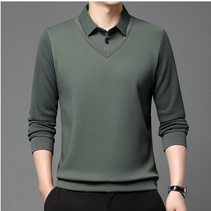 Enzo | Camisa de Dos Piezas con Cuello Rayado