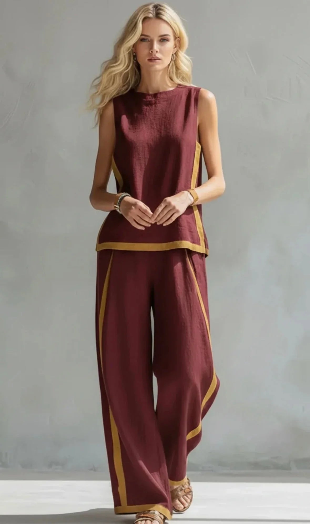 Elegante conjunto de algodón y lino