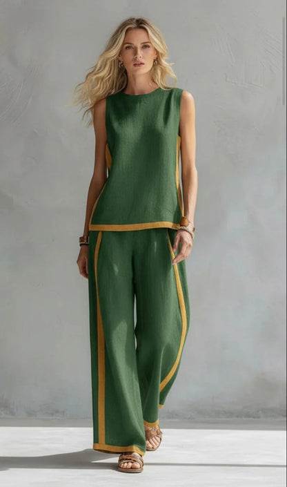 Elegante conjunto de algodón y lino