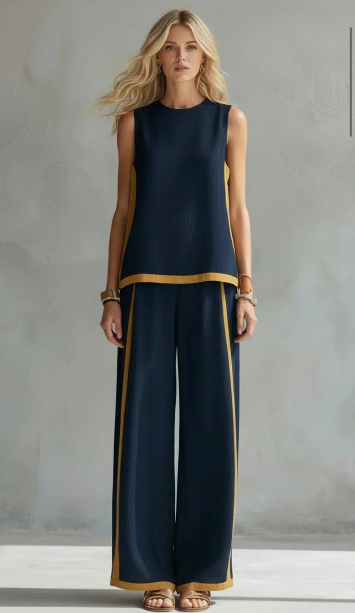 Elegante conjunto de algodón y lino