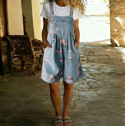 Aitana™ | Peto de denim con estampado floral y lavado vintage