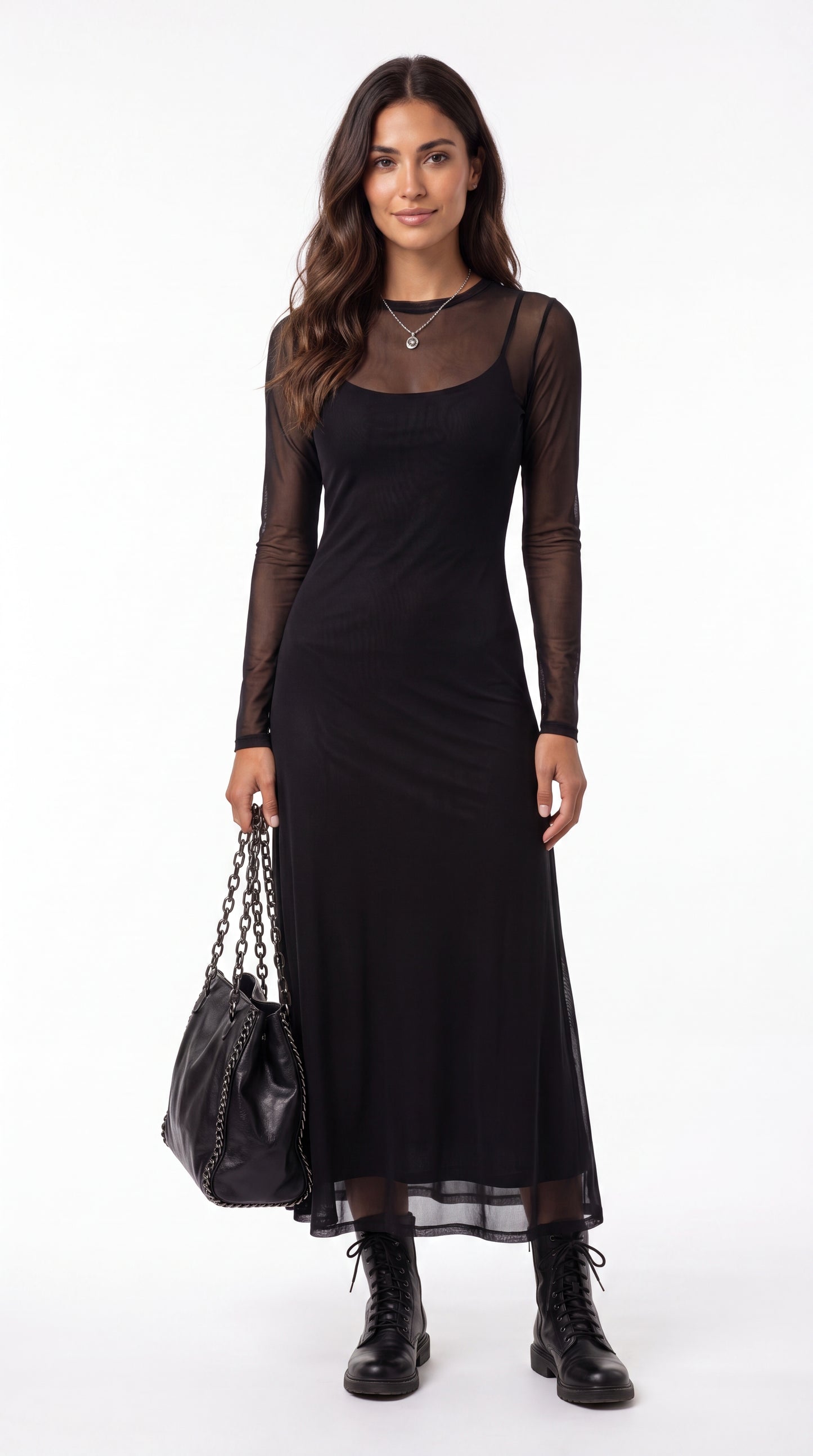 Andrea | Vestido Largo con Malla Transparente