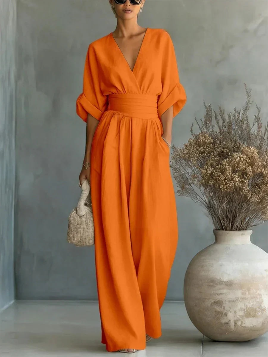 Belén | Mono Elegante con Cuello en V y Cintura Alta